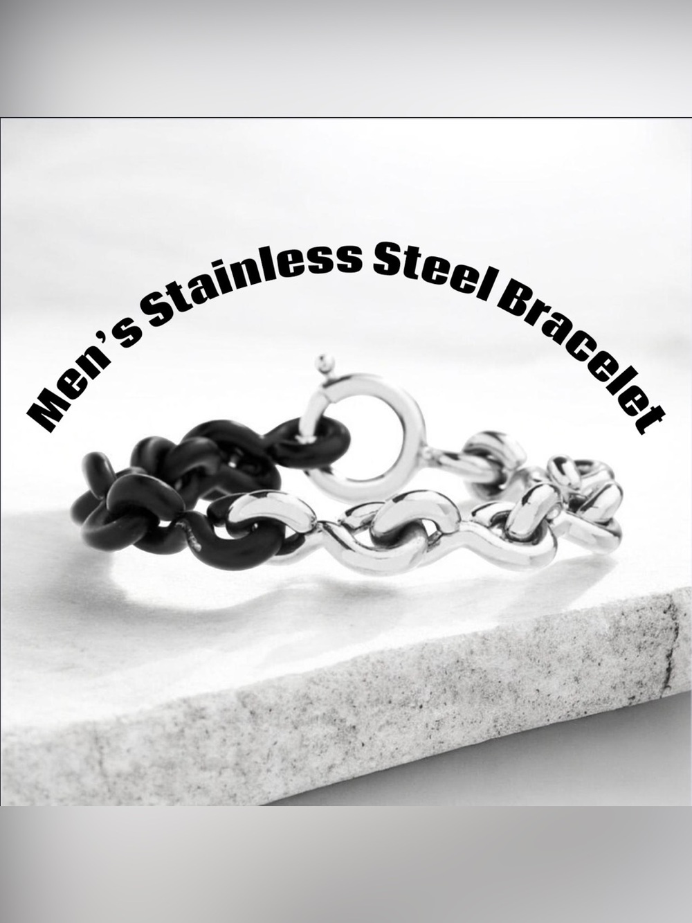 Stainless Steel Mens Two Tone Chain Link Bracelet NWT